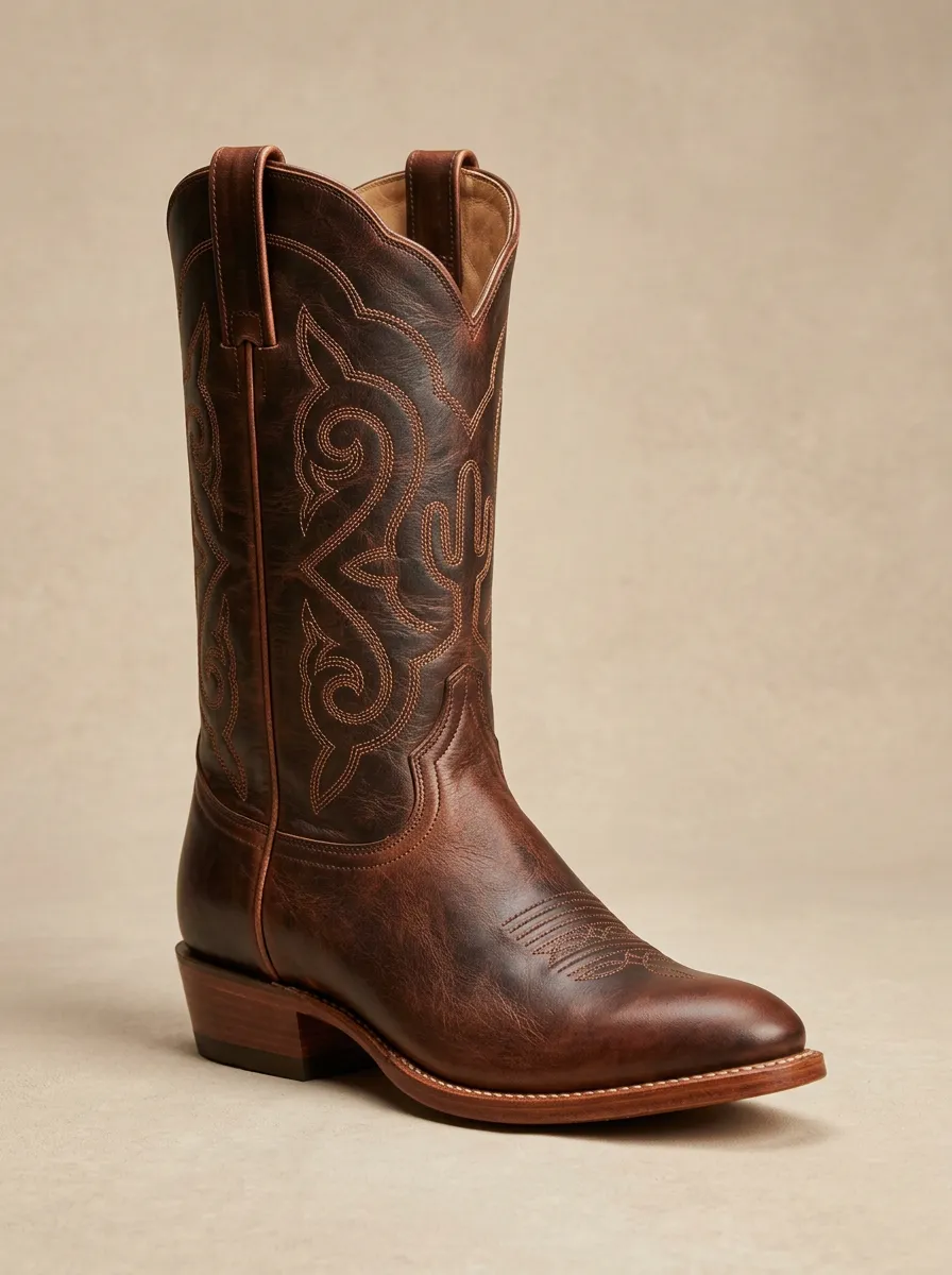 Men's Weathered Embroidered Cowboy Boots