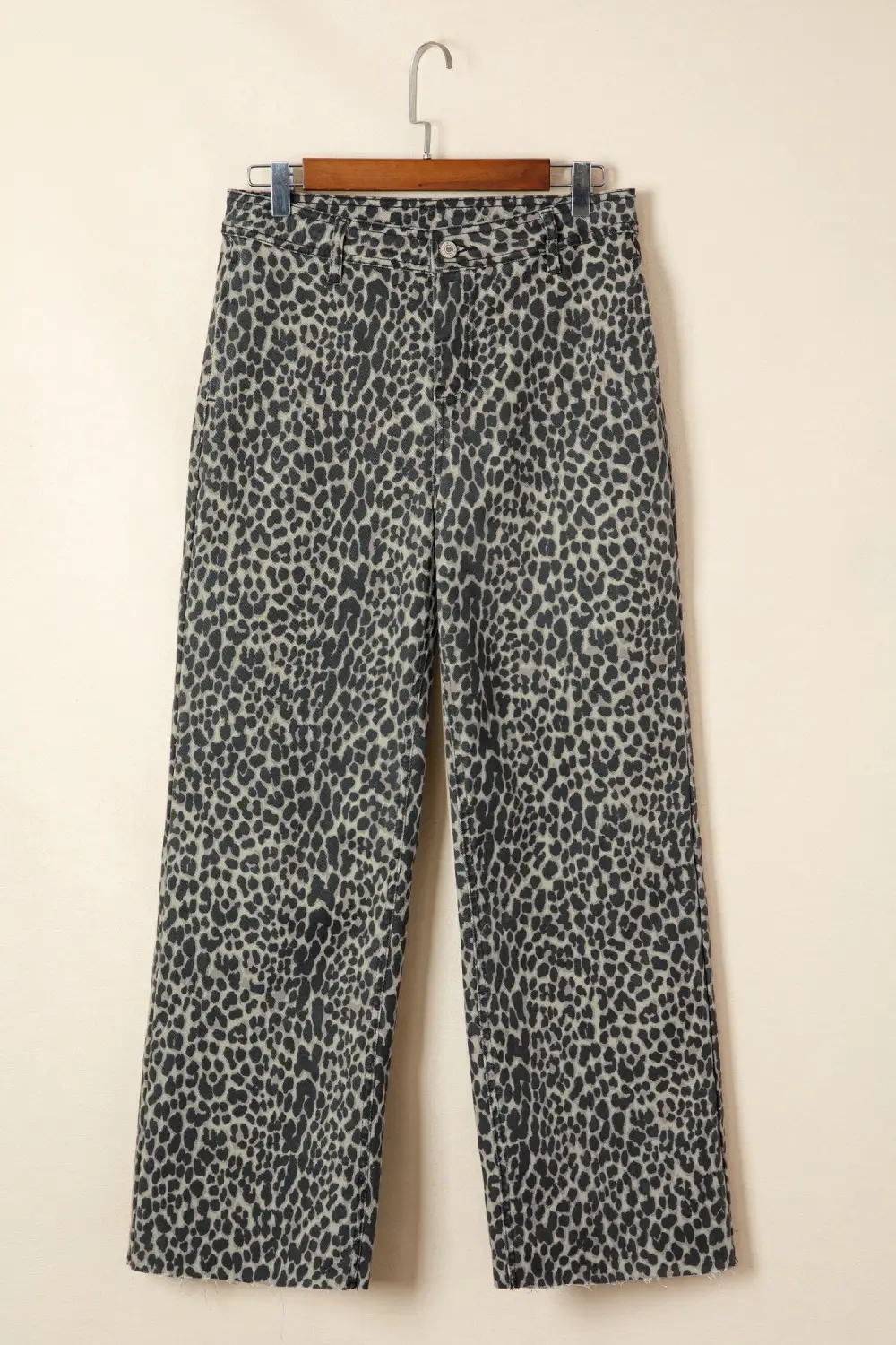 Women's Leopard Print Wide Leg High Waist Jeans