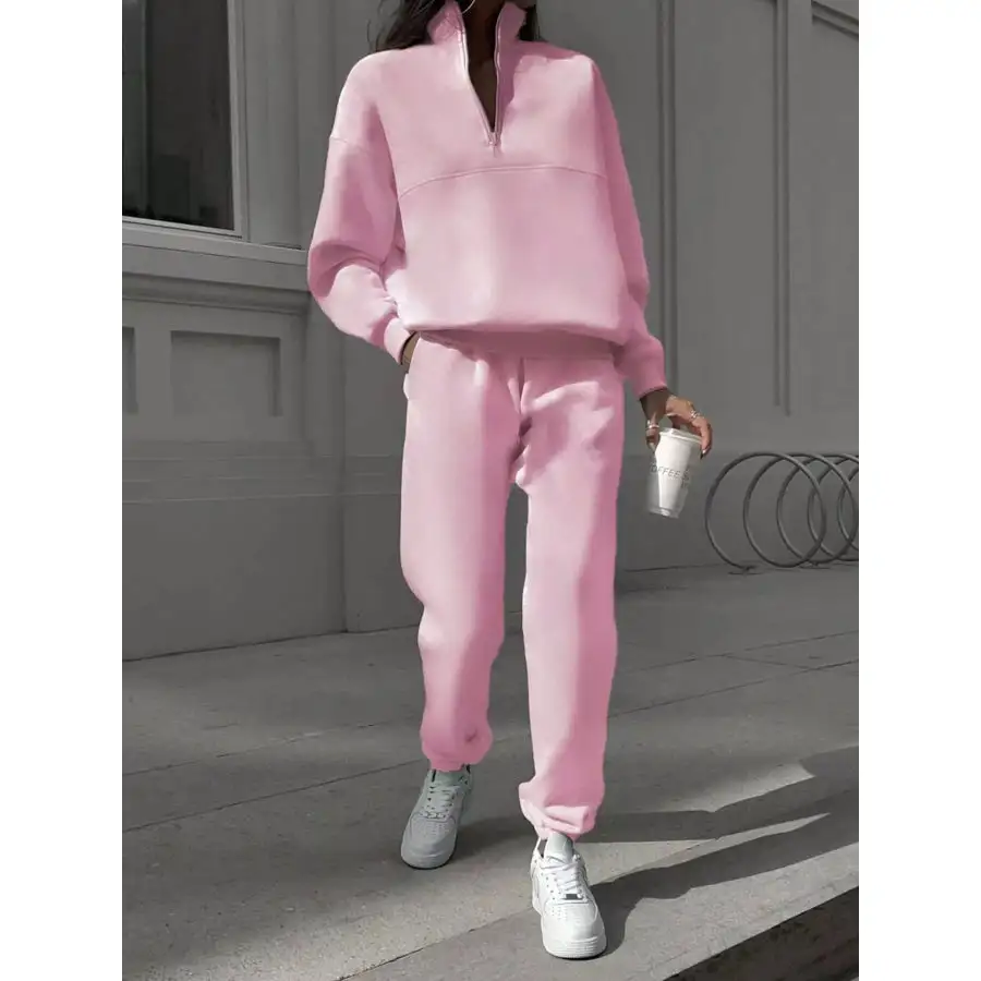 Half Zip Sweatshirt and Pants Set