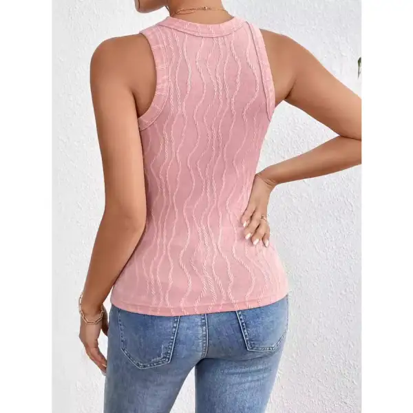 Textured Round Neck Tank Top