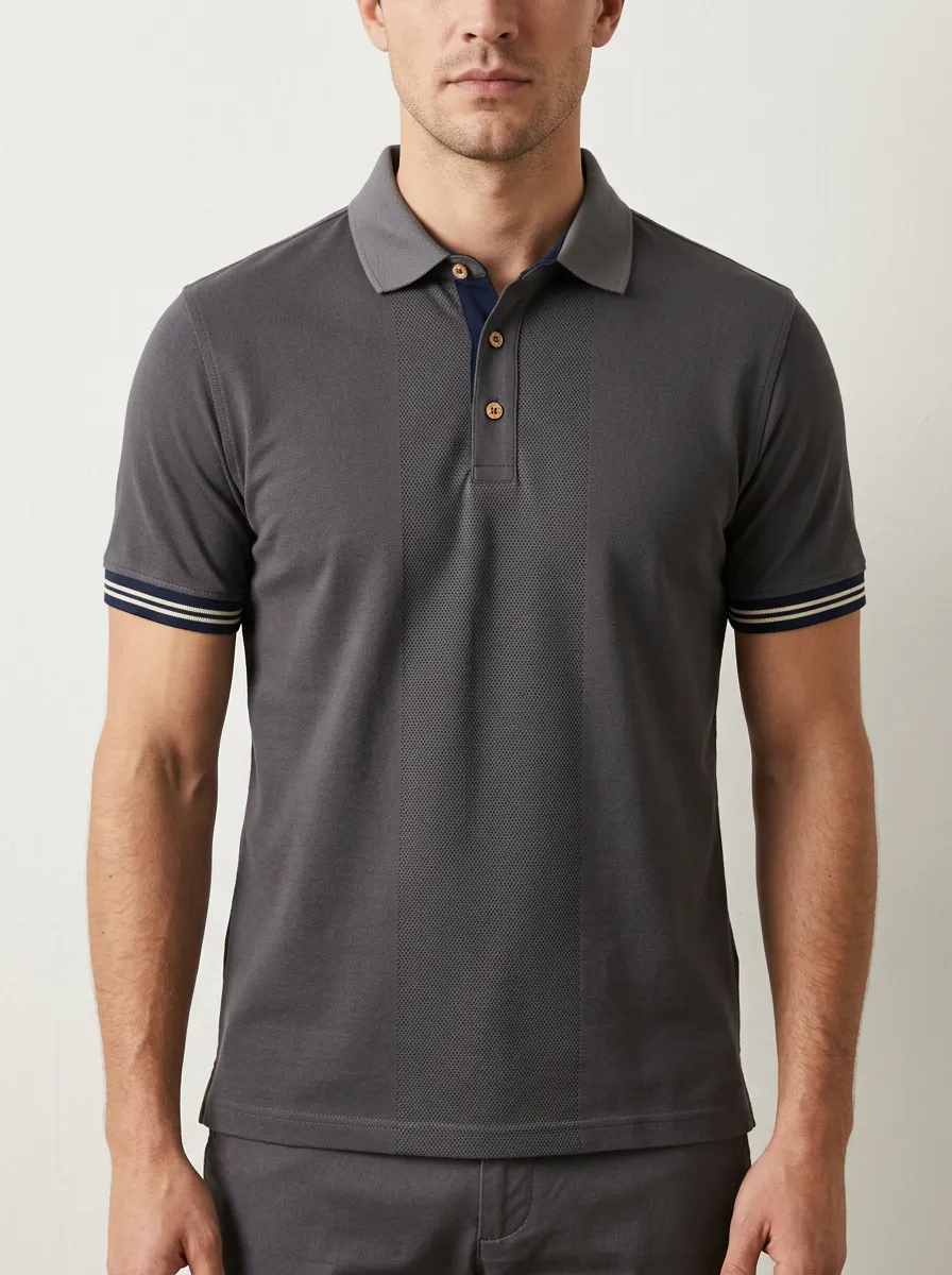 Men's Classic Everyday Striped Cuff Polo Shirt
