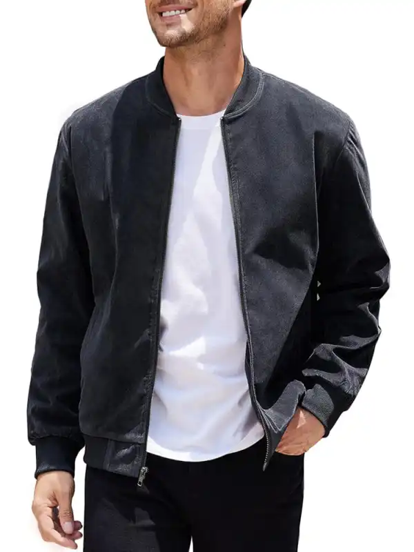 Vintage Suede Bomber Jacket