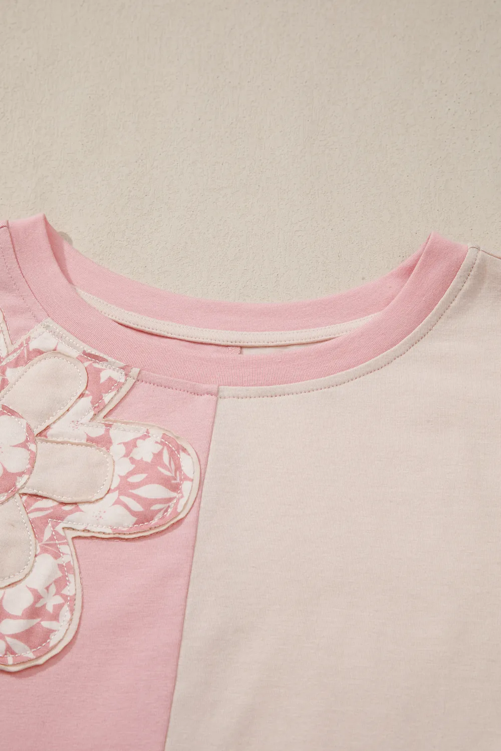 Apricot Block Flower Patched Loose Tee