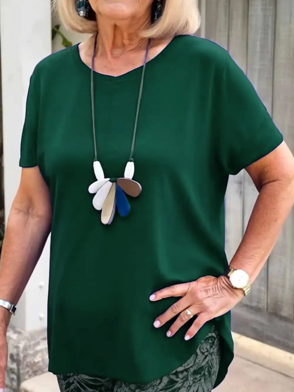 Full Size Round Neck Short Sleeve Top and Pants Set Plus Size Available