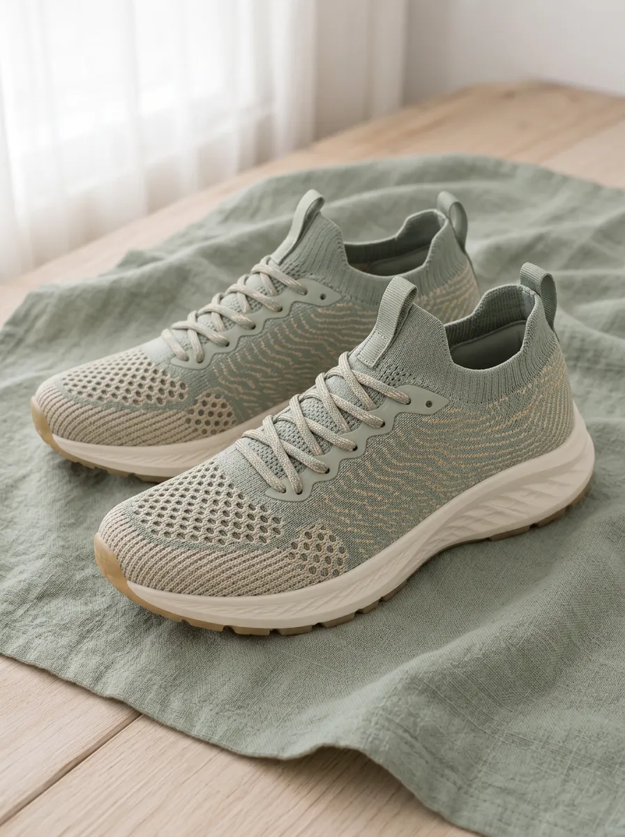Women's Active Wavy Pattern Knitted Printed Sneakers