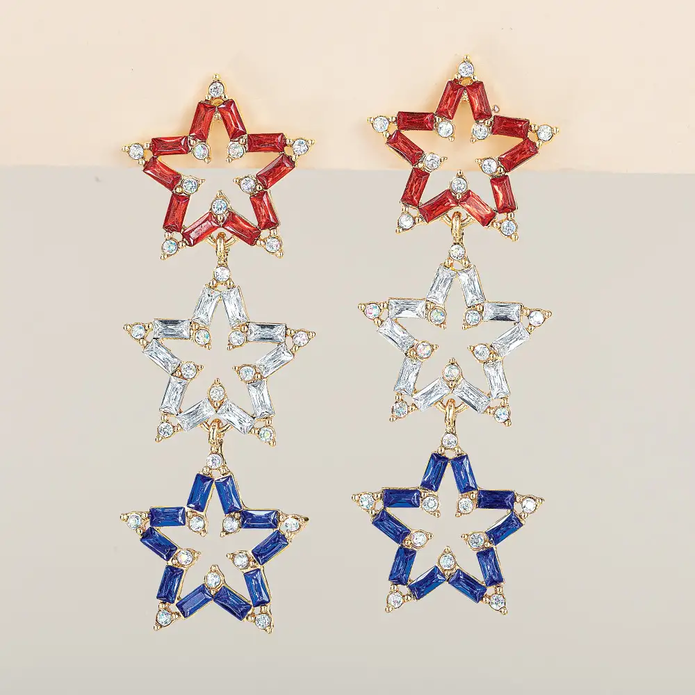 Crystal Pave Star Drop Earrings