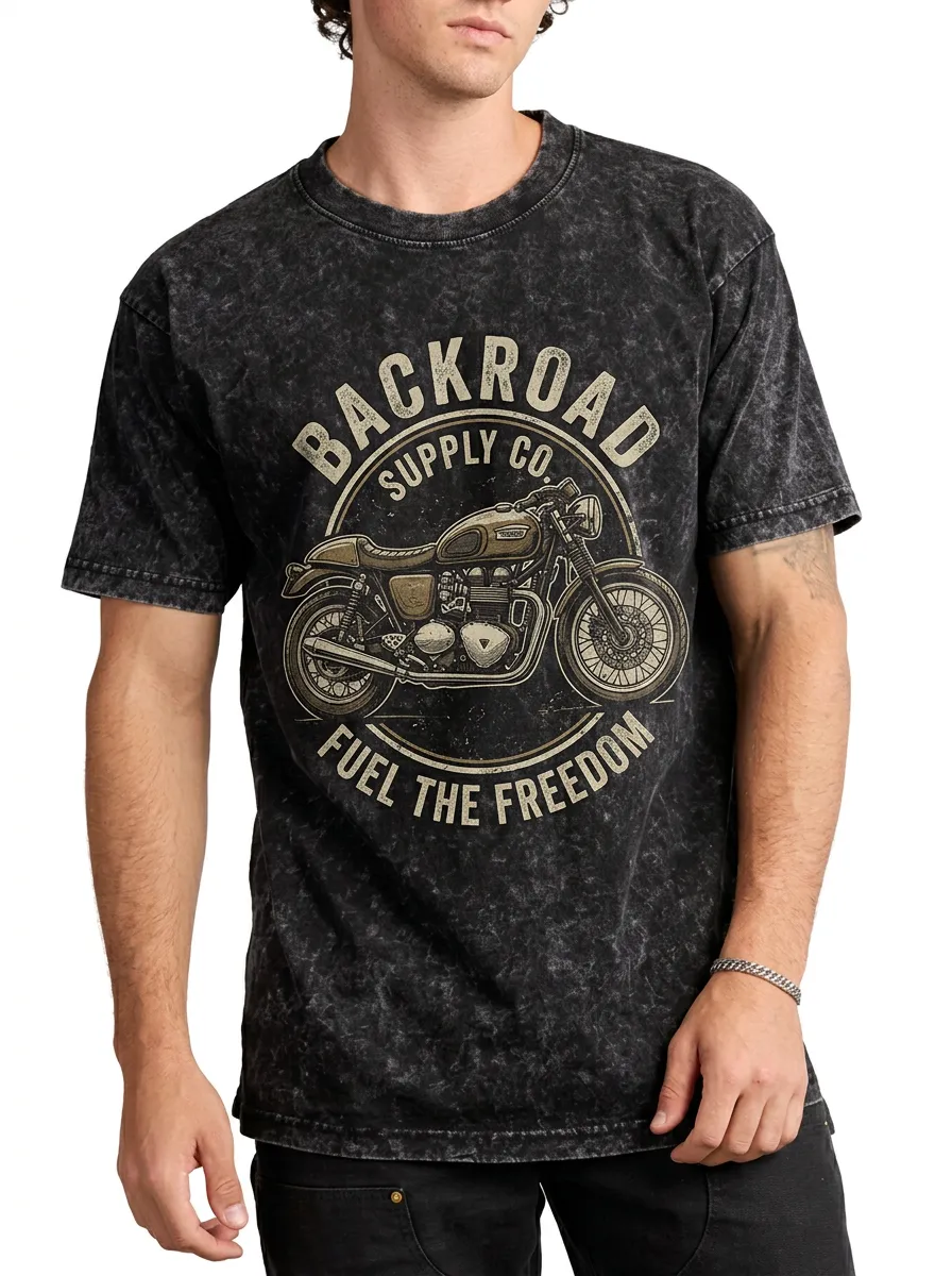 Men's Motorcycle Biker Backroad Supply Co Printed T-shirt