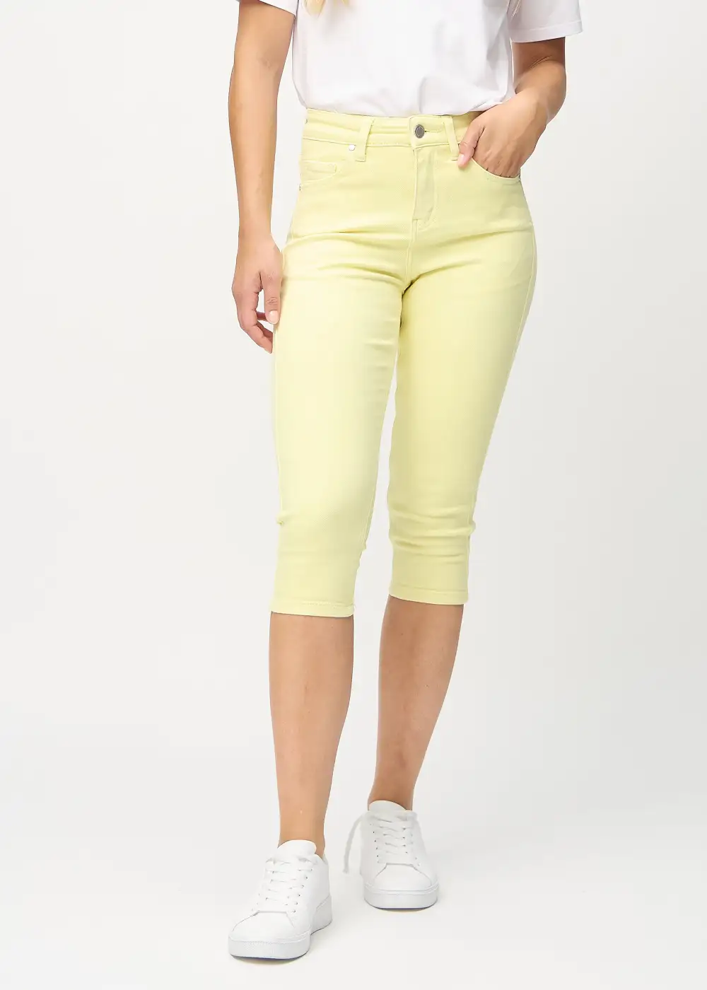 Refined High-Waist Pocketed Skinny-Fit Stretch-Fabric Capri Trousers