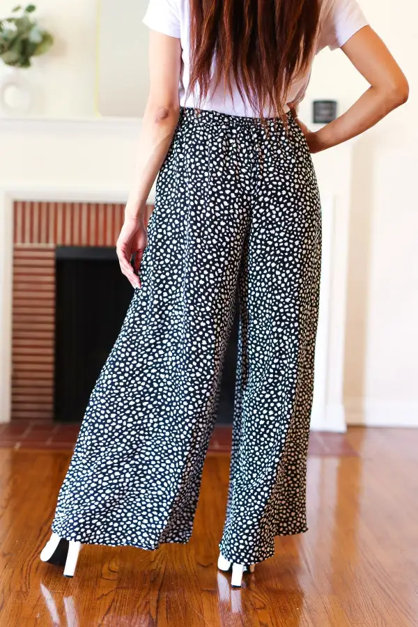 Animal Print Smocked Waist Palazzo Pants