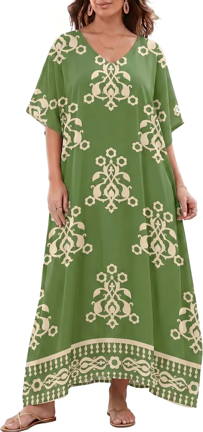 Women Moomoo Dress Beach Cover Ups for Women Long Kaftan Nightgown Muumuu Plus Size Caftan