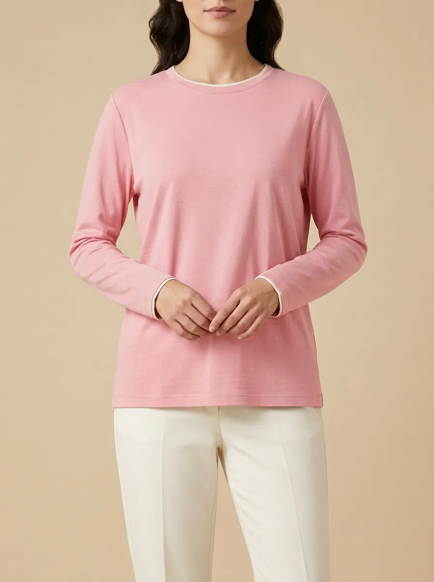 Women's Layered-Look Long-Sleeve Crew-Neck T-Shirt