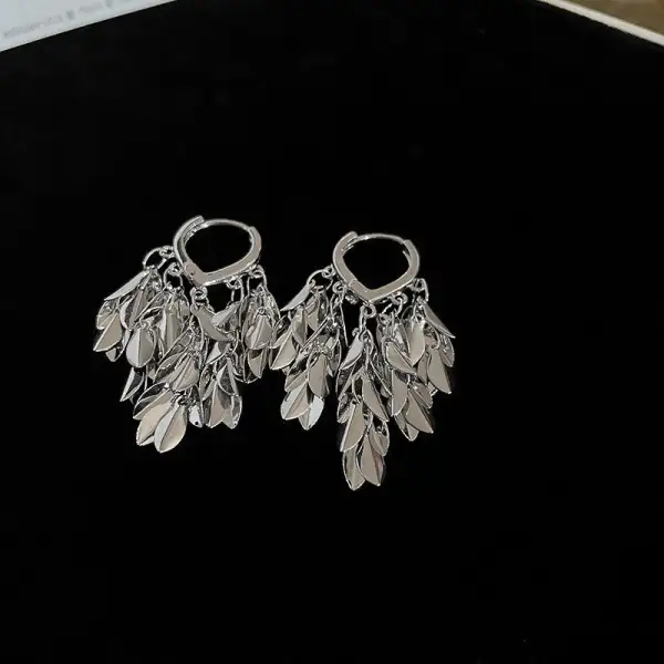 Leaf Tassel Clip-On Earrings