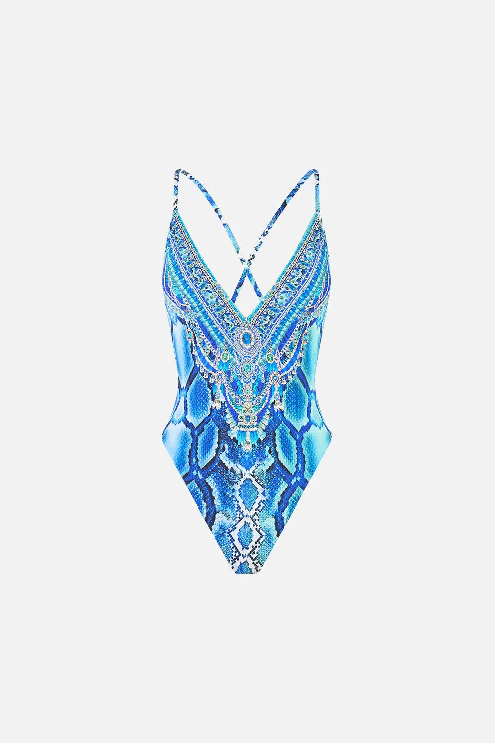Padded V-Neck Cross Back One-Piece Swimsuit