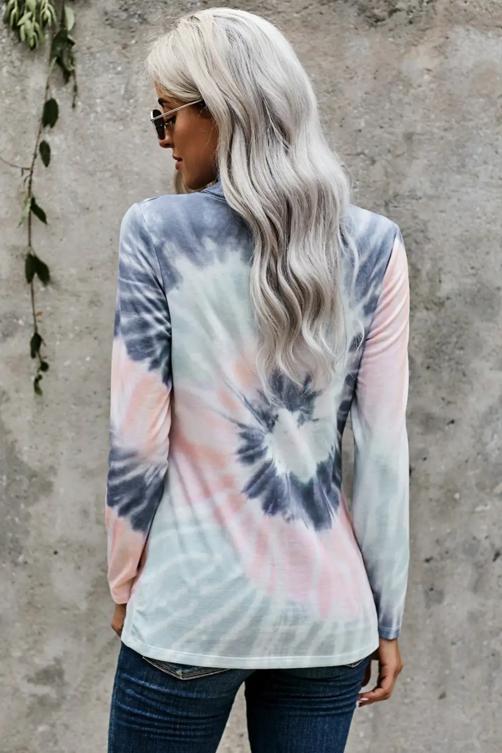 Tie Dye Print Zipper Top