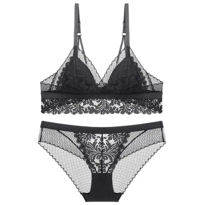 Detachable-Strap Lace Lingerie Set