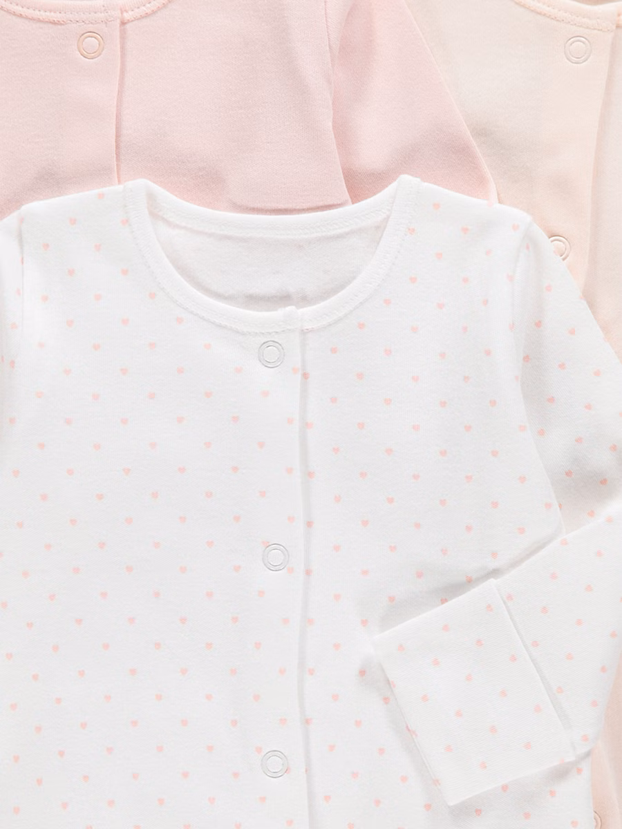 Pink Long Sleeve Sleepsuits 5 Pack detail 1