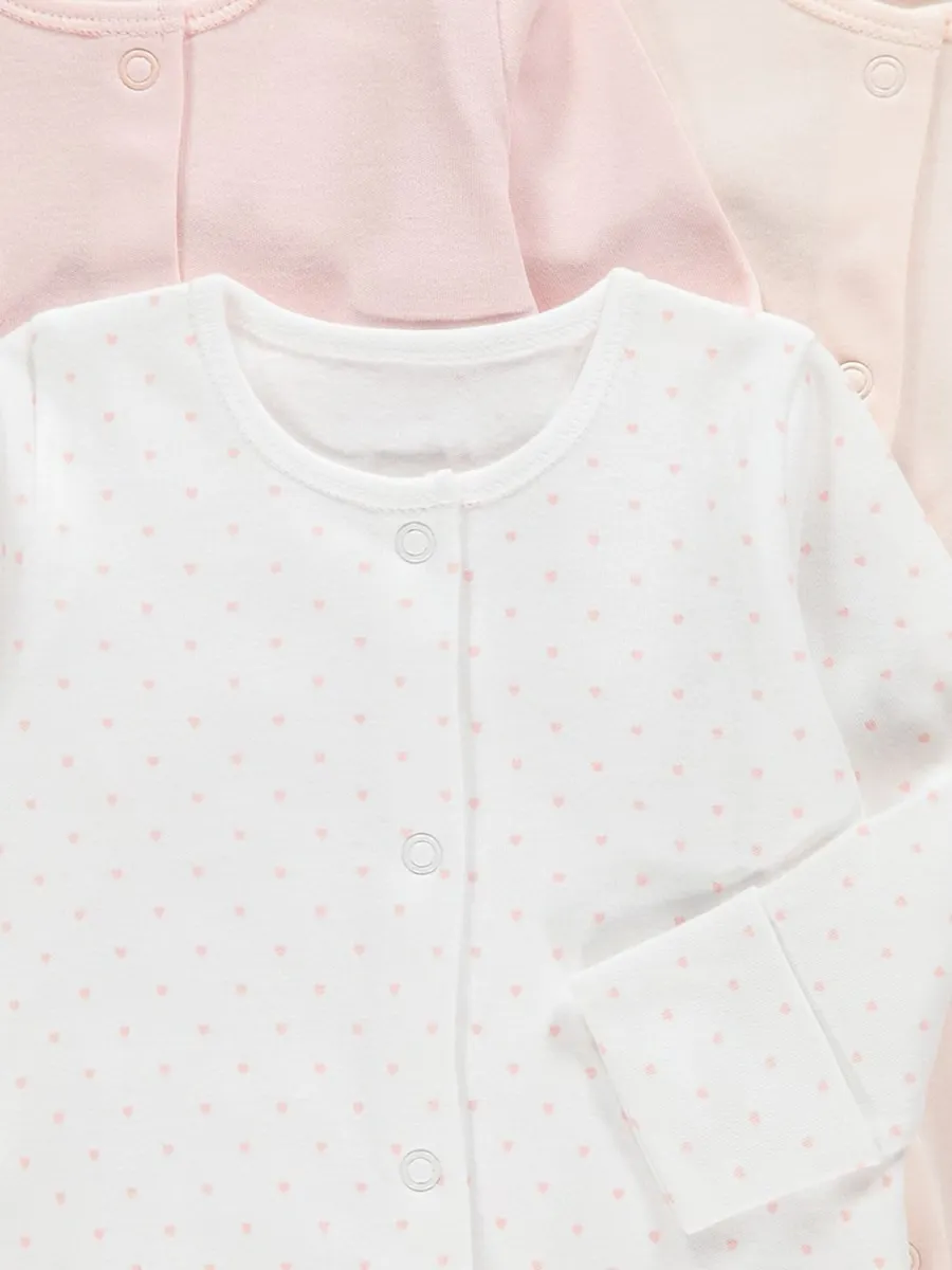 Pink Long Sleeve Sleepsuits 5 Pack