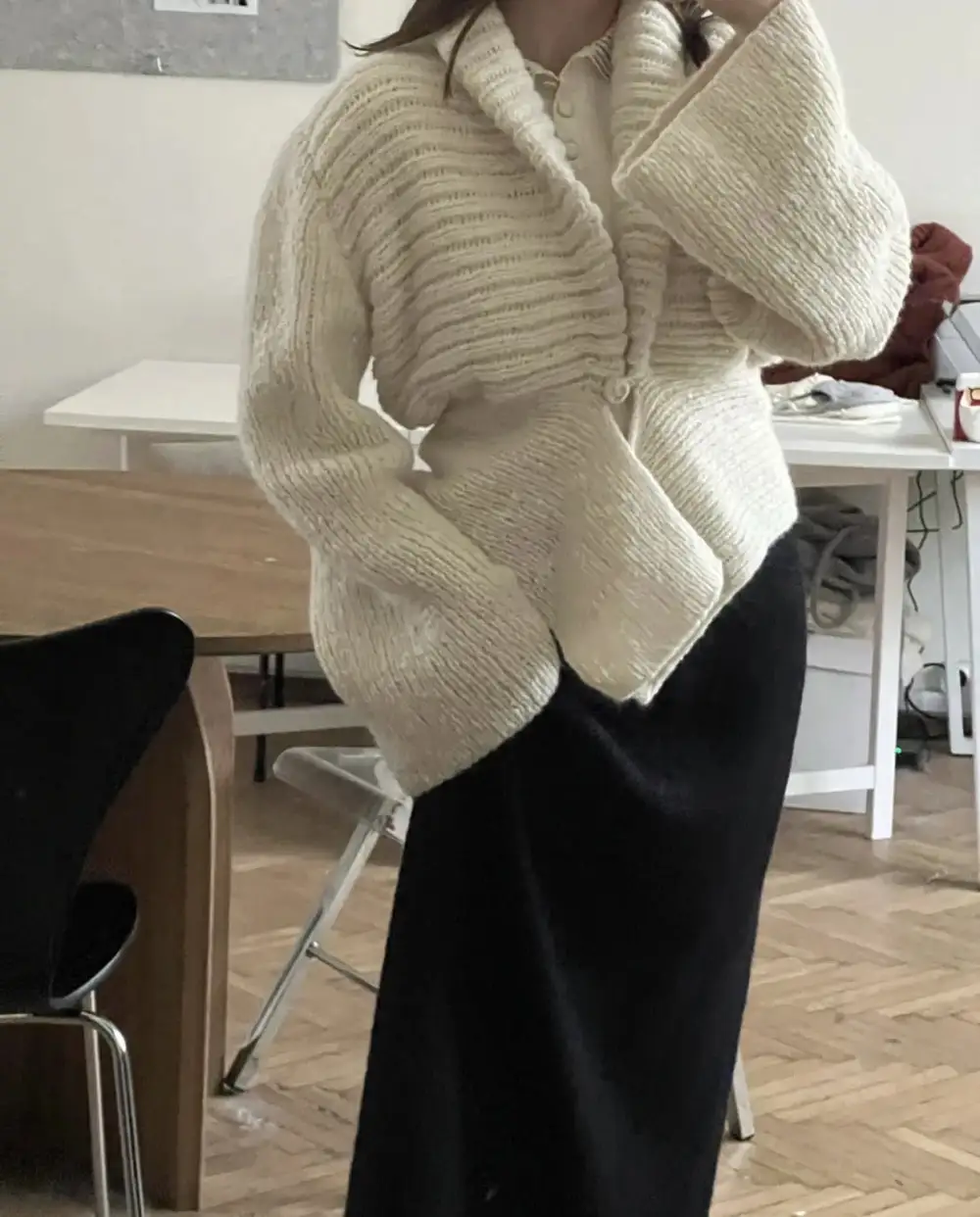 Button Up Slit Knit Cardigan