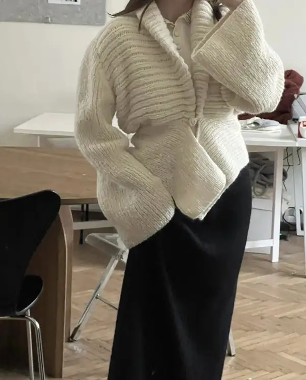 Button Up Slit Knit Cardigan
