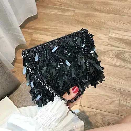 Glamorous Detail: Rhinestone Tassel Messenger Bag