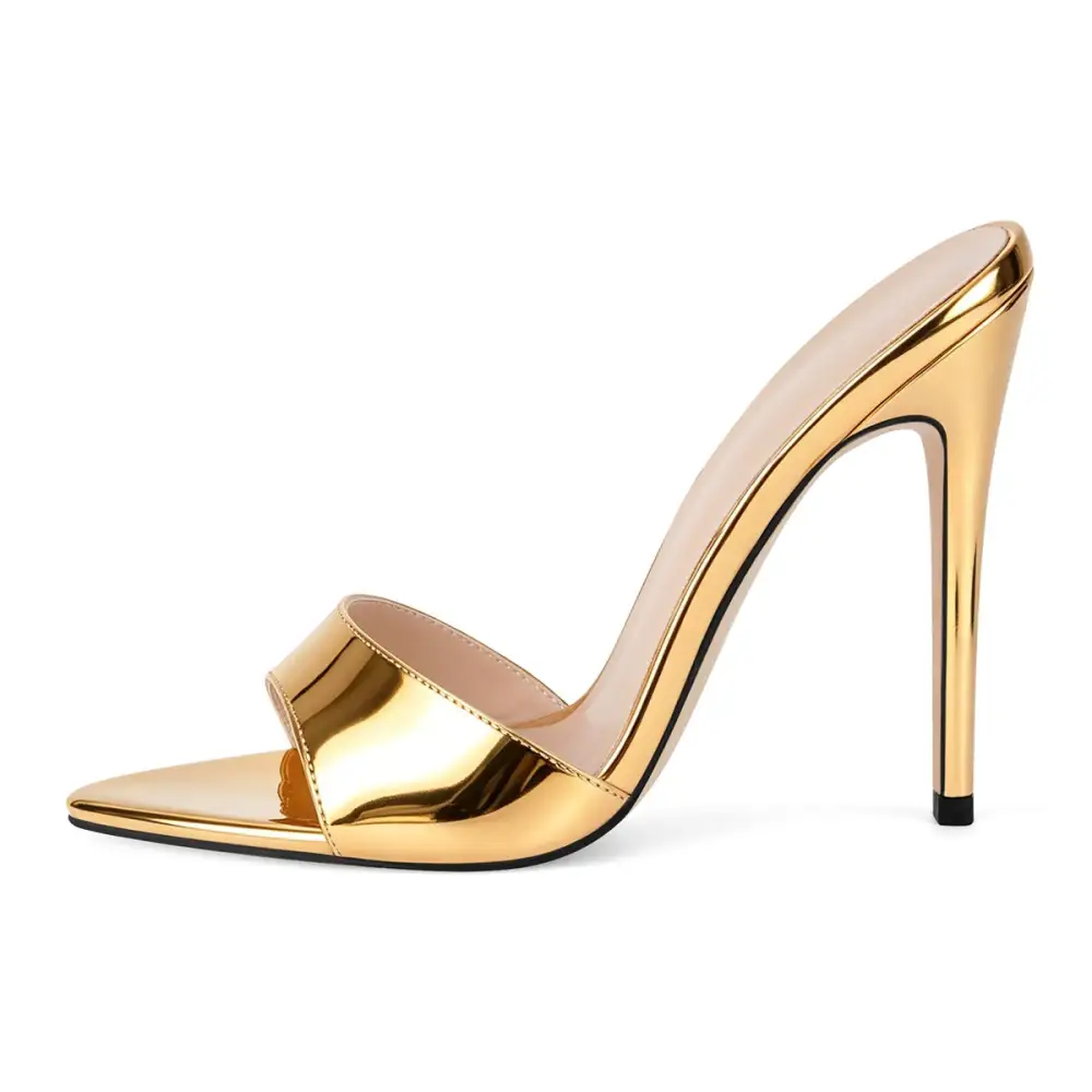 Pointed Toe Patent Leather Mule Sandals