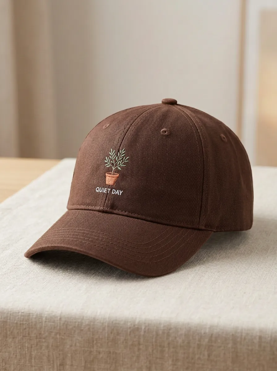 Classic Plant-Lover Quiet-Day Embroidered Potted-Plant Unisex Baseball Cap