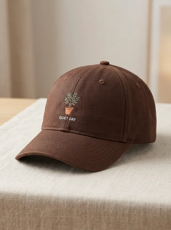 Classic Plant-Lover Quiet-Day Embroidered Potted-Plant Unisex Baseball Cap