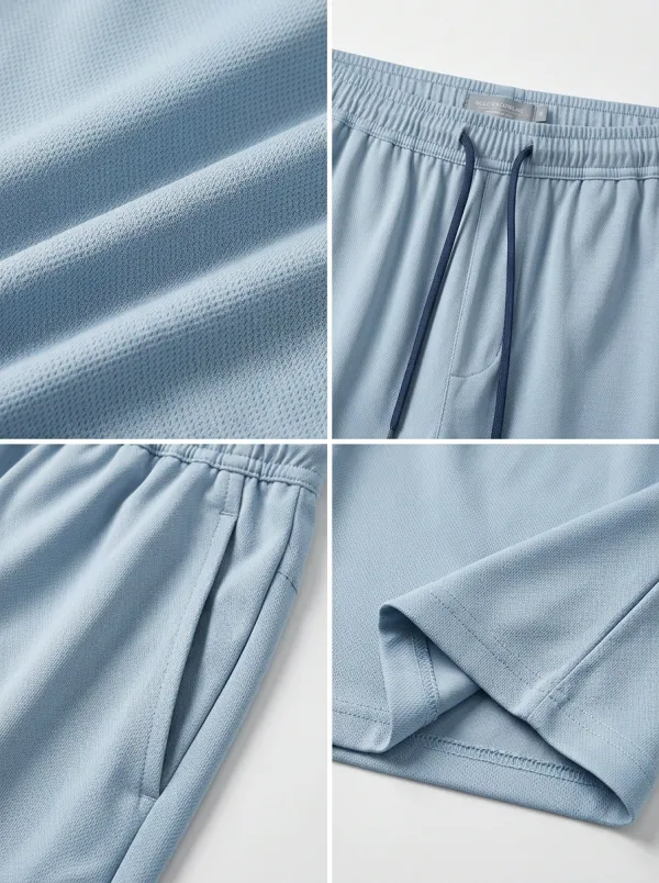 Sport-Inspired Ice-Silk Stretch Drawstring Shorts