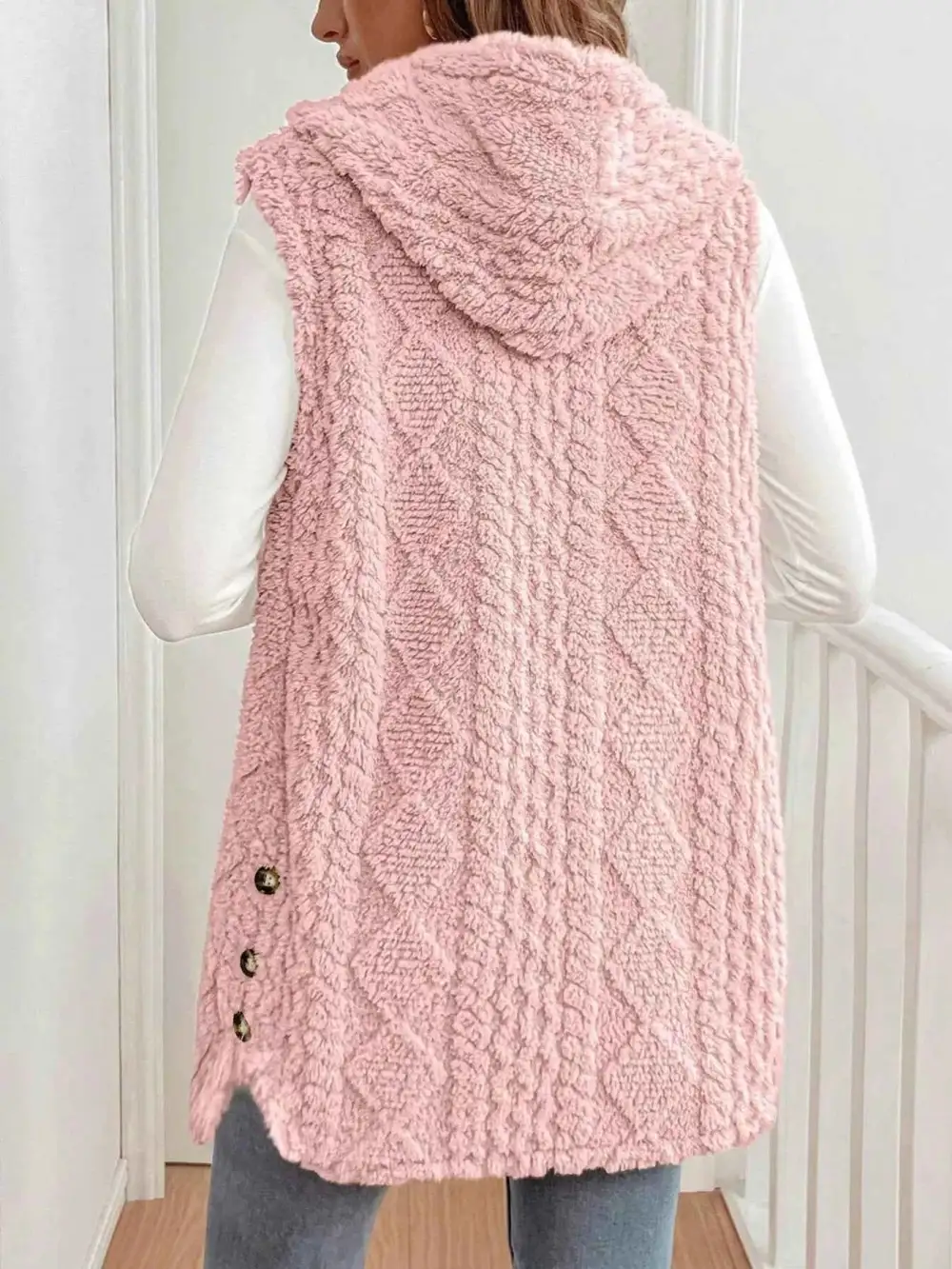 Cozy Sherpa Fleece Hooded Vest Coat