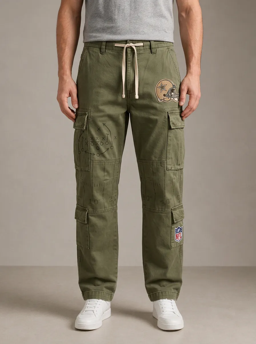 Men's Football Fan Helmet Playbook Printed Cargo Pants