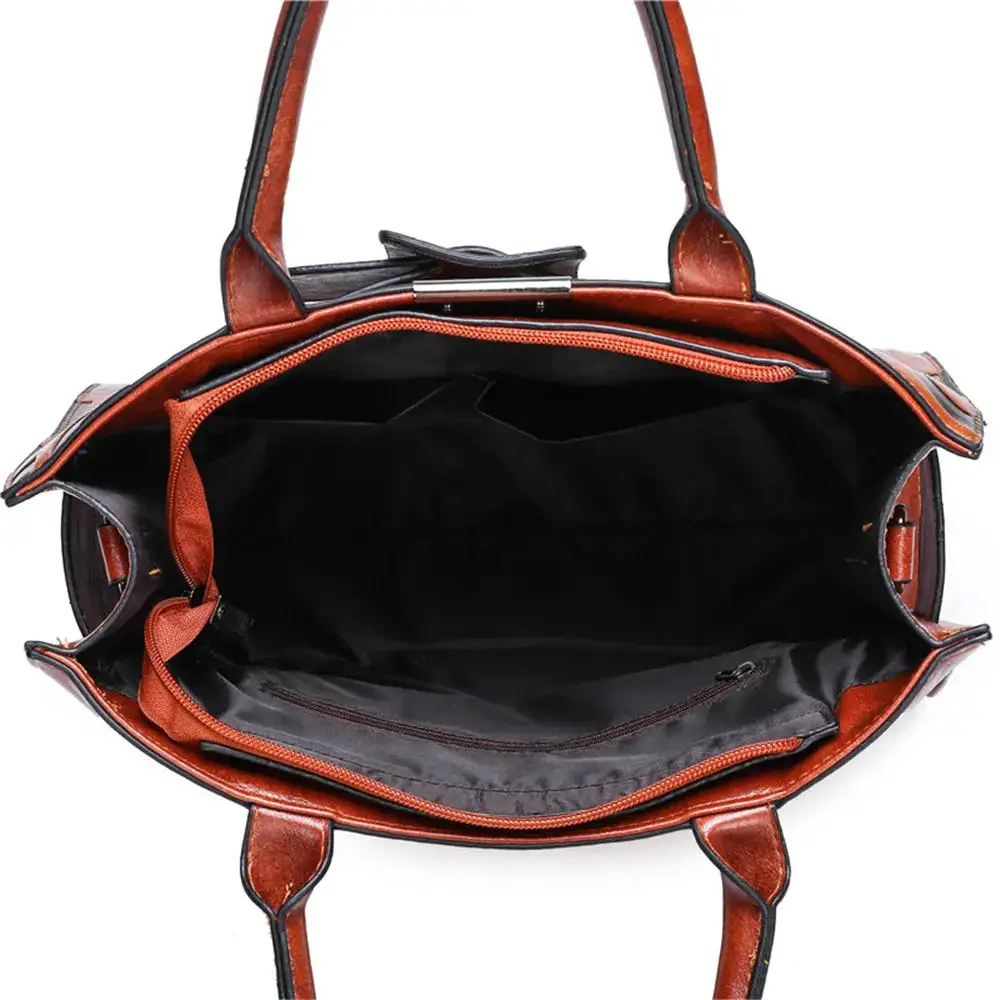 Structured PU Leather Composite Bag Retro Letter Print