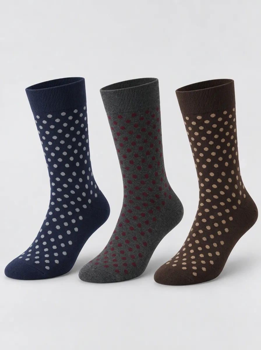 Men's Ridge Classic Polka Dot Pattern Printed Socks 3-Pack