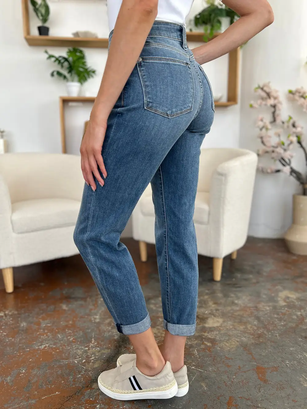Clean Cuffed Denim Jeans