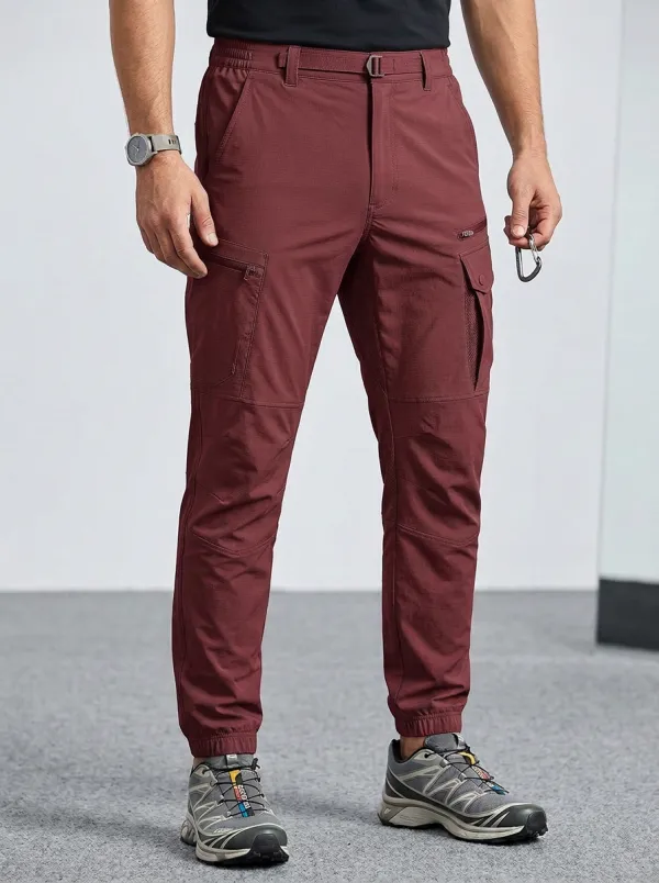 Men's Multi-Pocket Quick-Dry Elastic-Waist Cargo Joggers