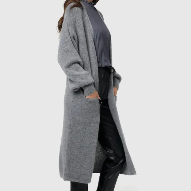 Textured Kid Mohair Mohair Longline Cardigan