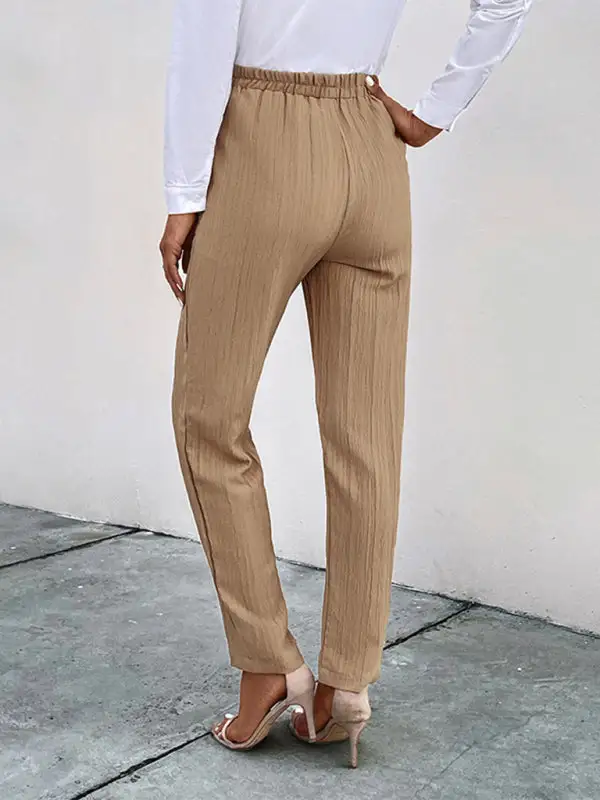 Elastic Waist Pleated Pants