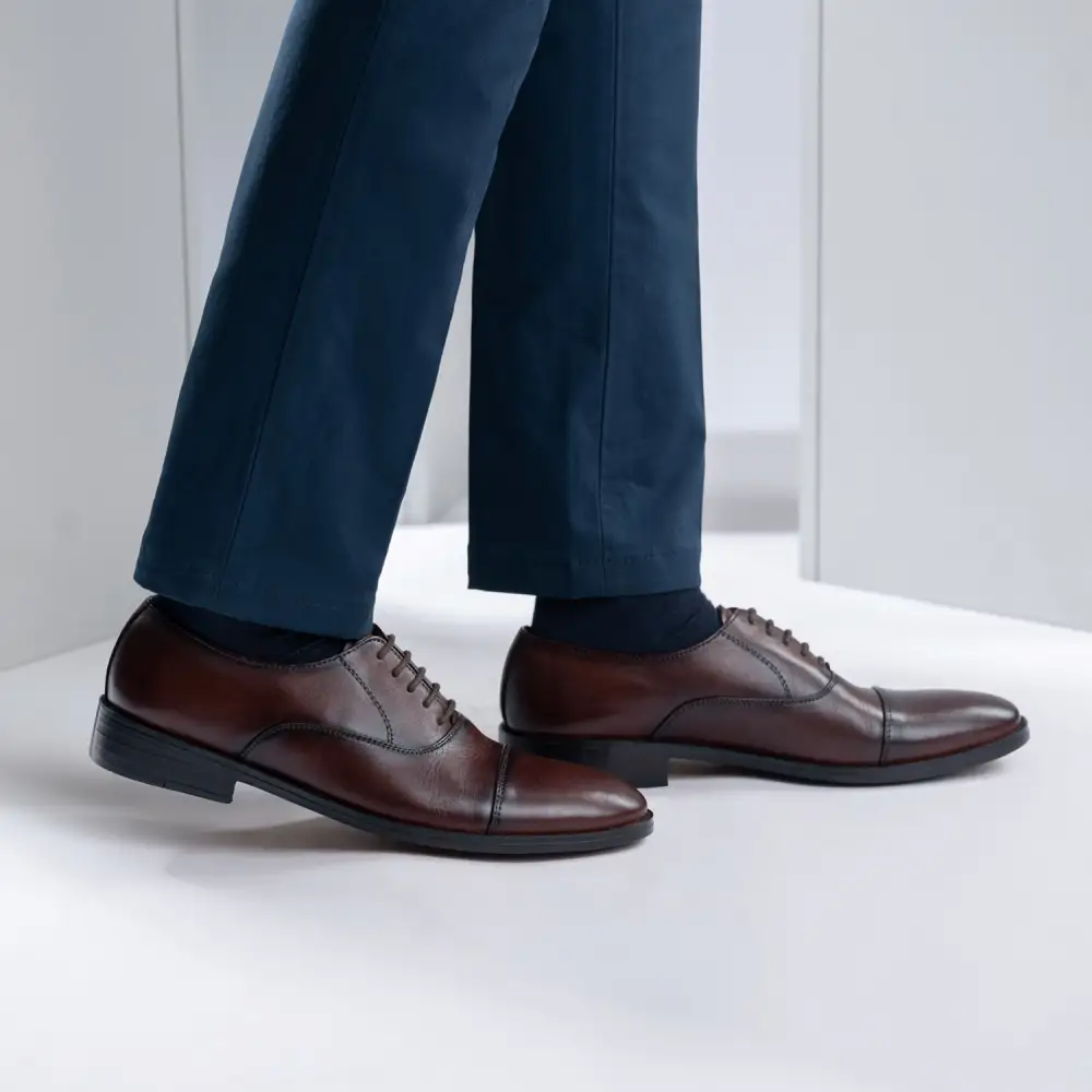 Burnished Brown Leather Loafers