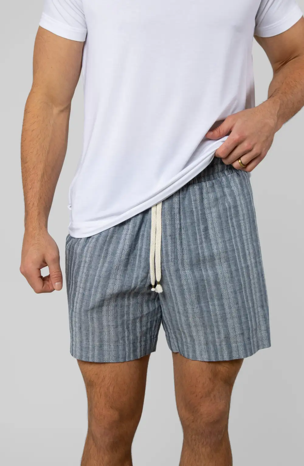 Men's Lightweight Cotton Linen Drawcord Shorts