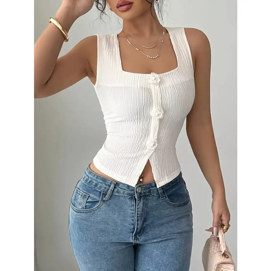 Flower Square Neck Tank