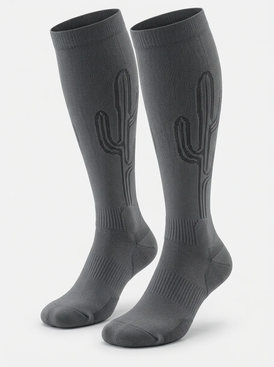 Women's Charcoal Cactus Graphic Knee-High Socks