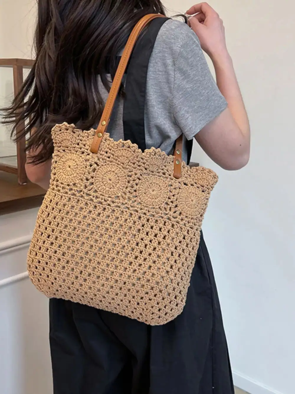 Women's Everyday Crochet Knit Shoulder Bag