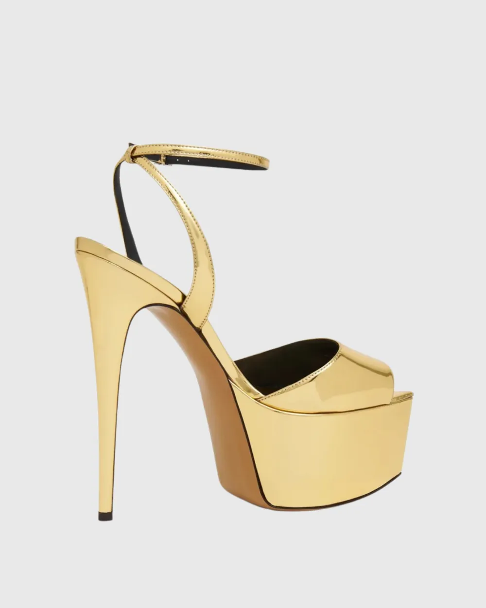 Peep Toe Platform Sandals in Gold