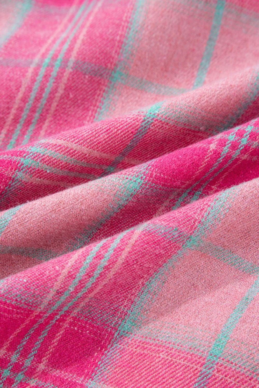Sachet Pink Plaid Print Rounded Shirt
