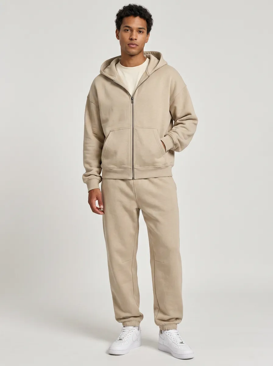 Unisex Printed Zip-Up Hoodie Weekend Active Two-Piece Set