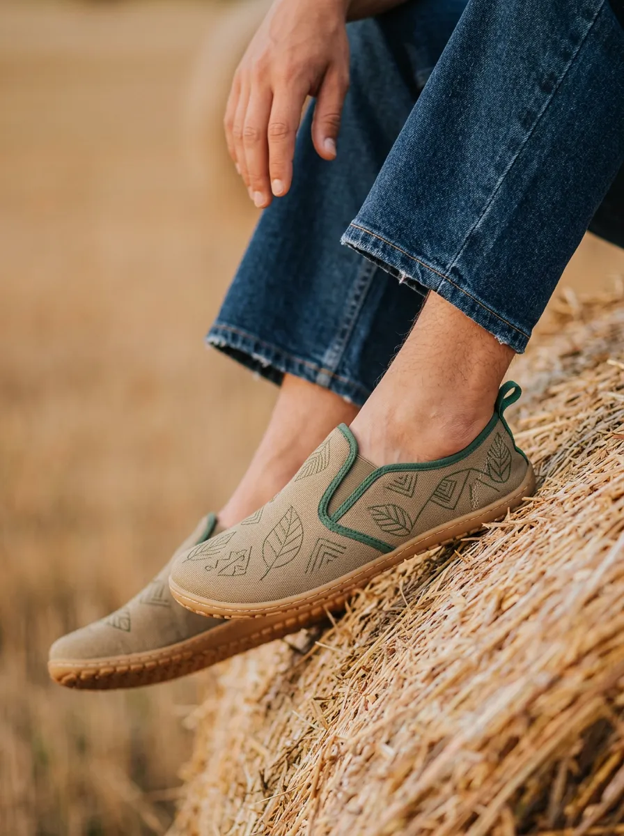 Cozy Geometric Leaf Detail Unisex Barefoot Shoes