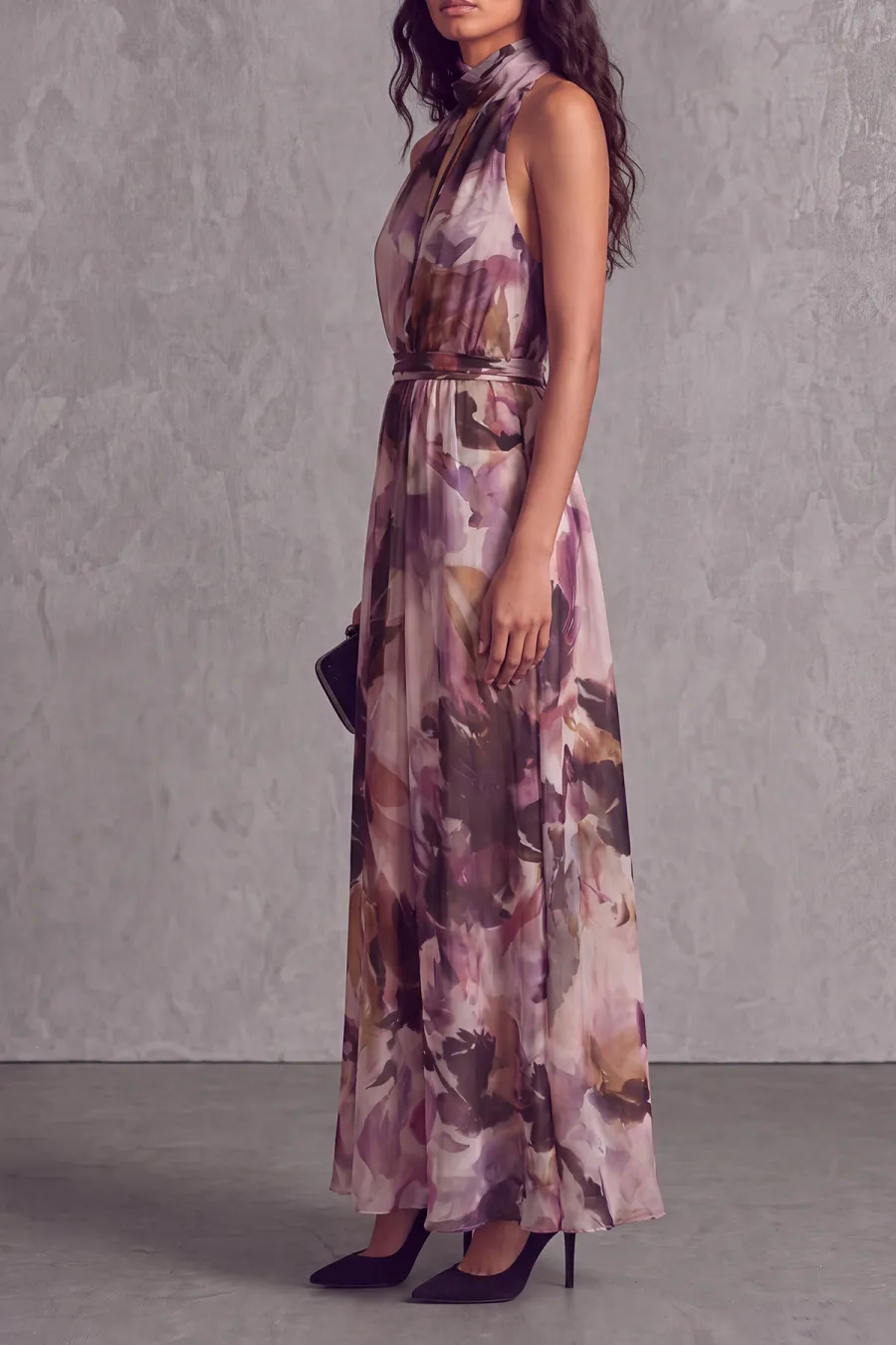 Classic High Neck Cutout Maxi Dress