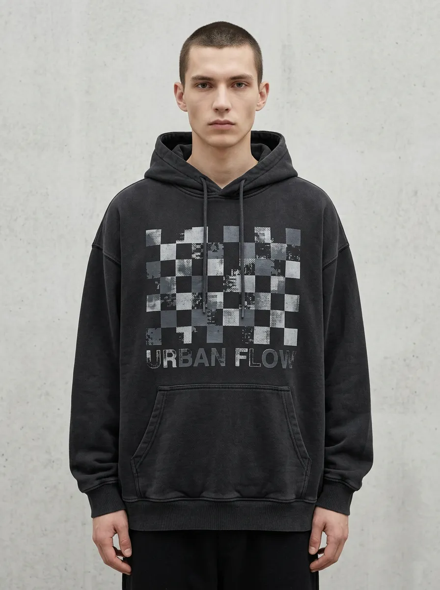 Urban Checkered Men's Graphic Hoodie