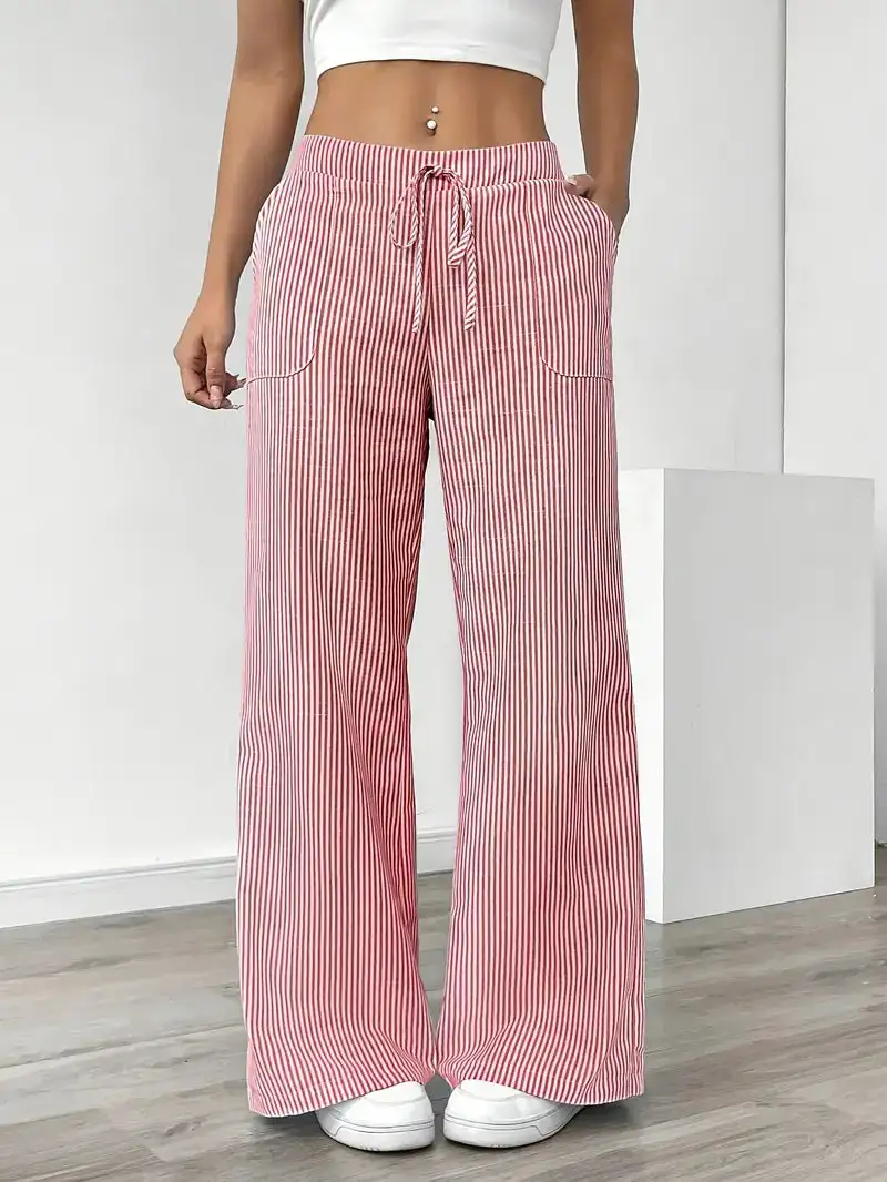 Classic Wide Leg Striped Trousers