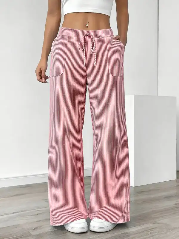 Classic Wide Leg Striped Trousers