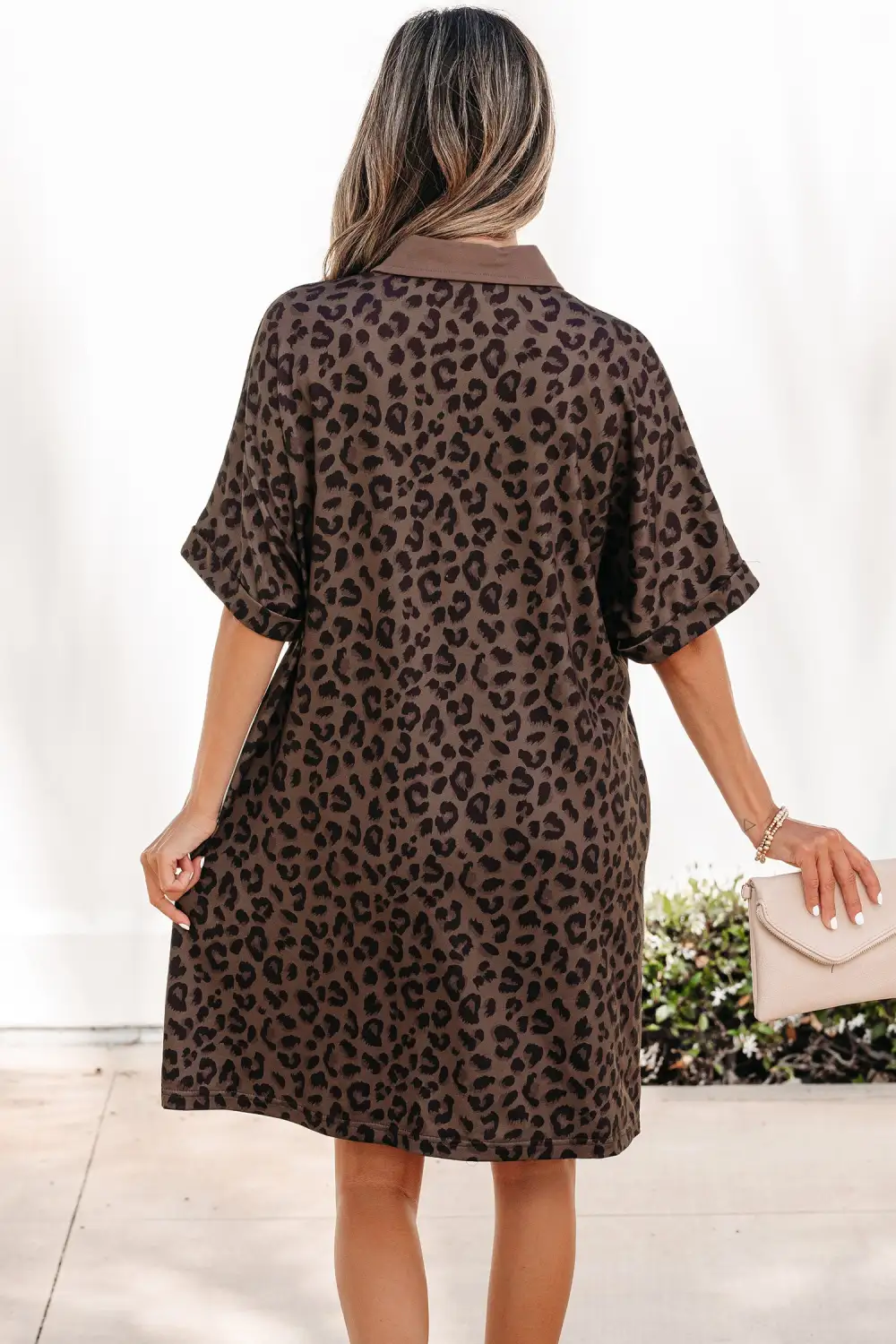 Animal Print V Neck Mini Dress